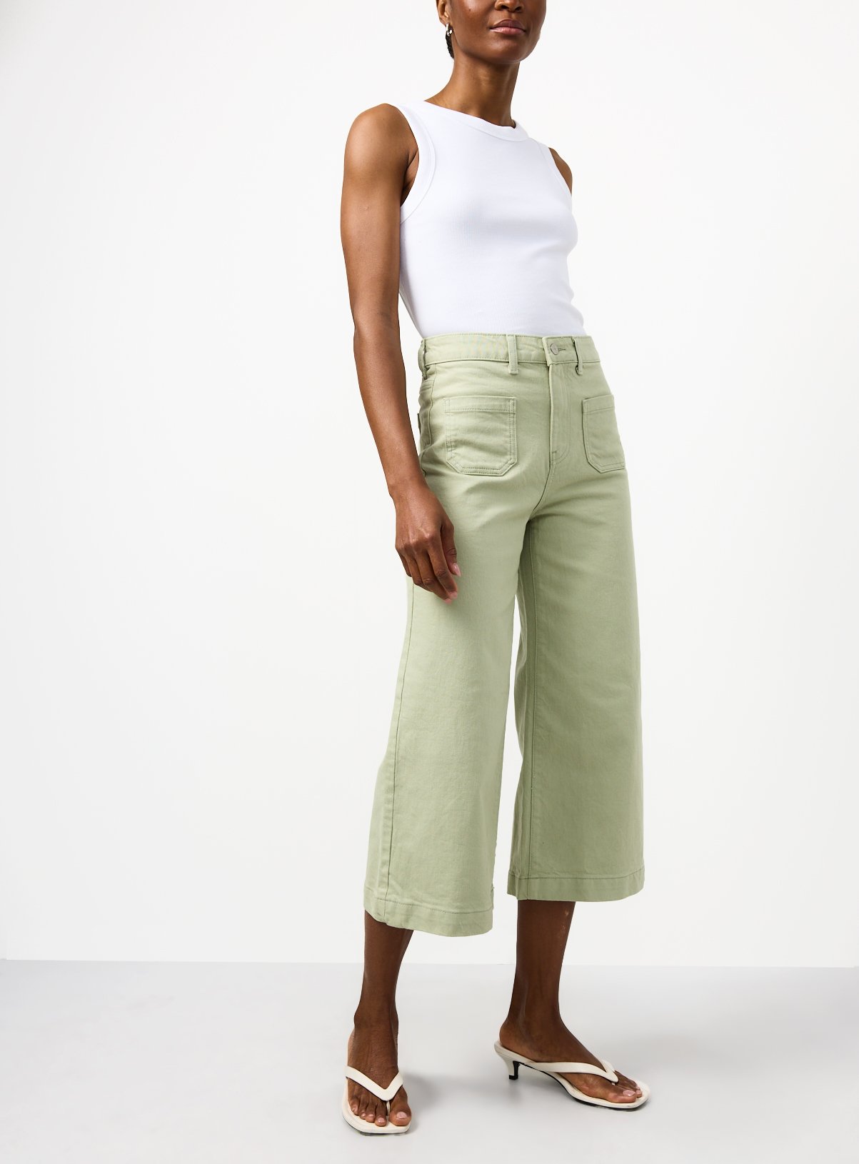 Light Green Cropped Wide Leg Jeans 16 - Image 1 thumbnail